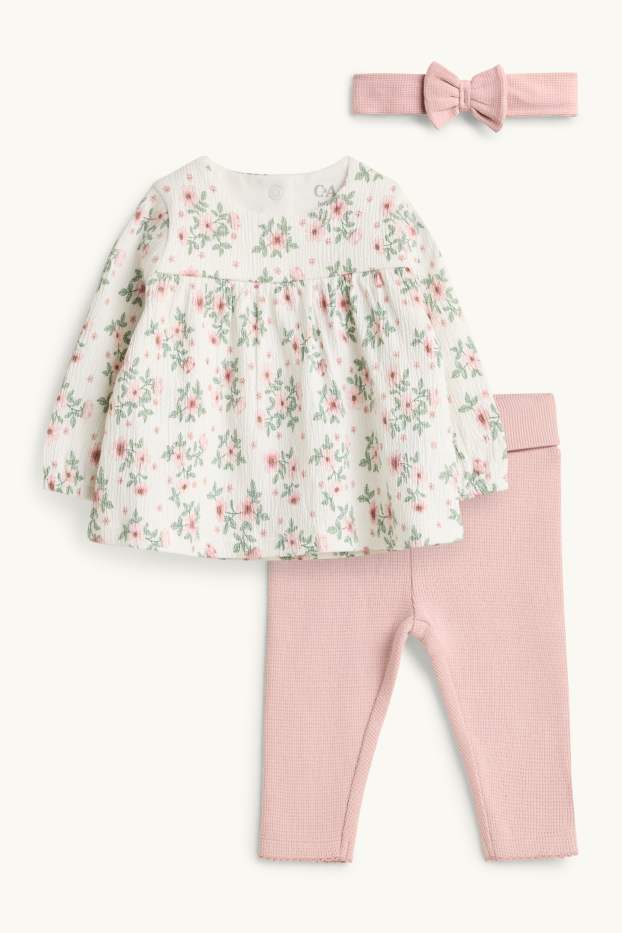 Baby Girls - Floral - baby outfit - 3 piece - white / rose