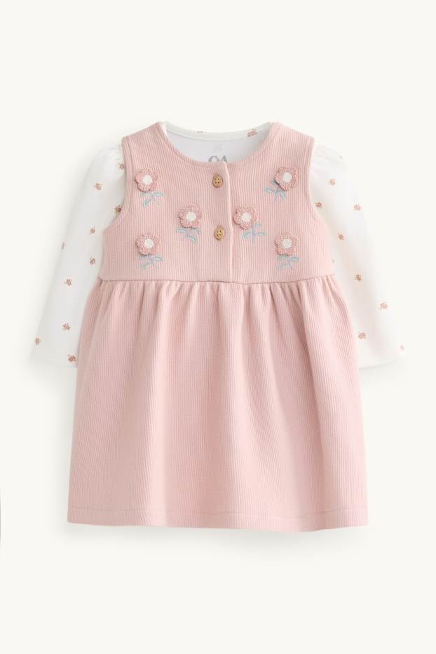 Baby Girls - Floral - baby outfit - 2 piece - white / rose
