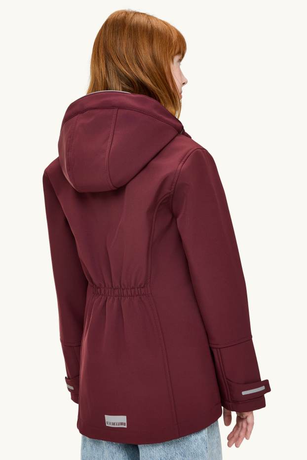 Children Girls - Softshell jacket with hood - waterproof - dark red