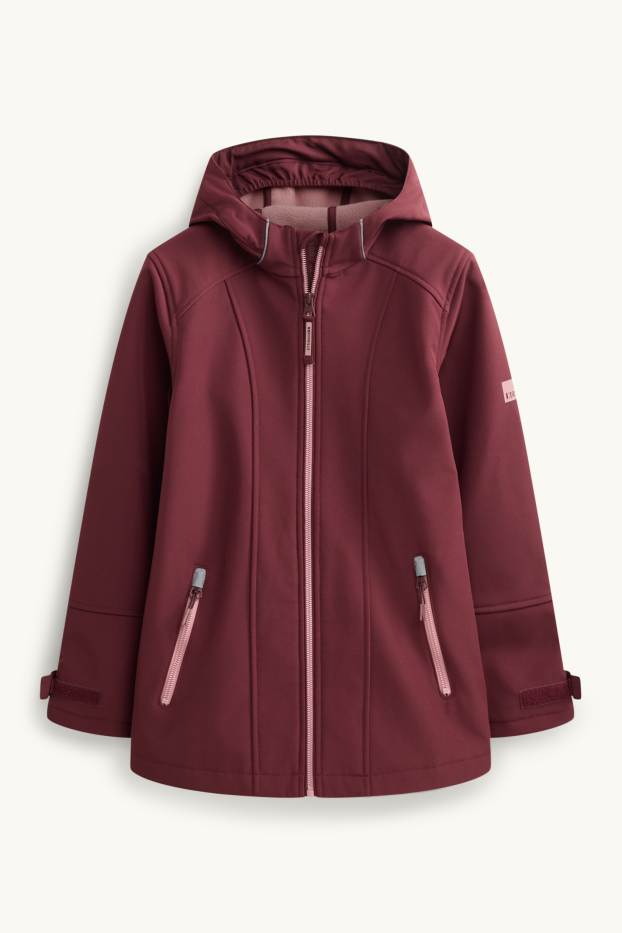 Children Girls - Softshell jacket with hood - waterproof - dark red