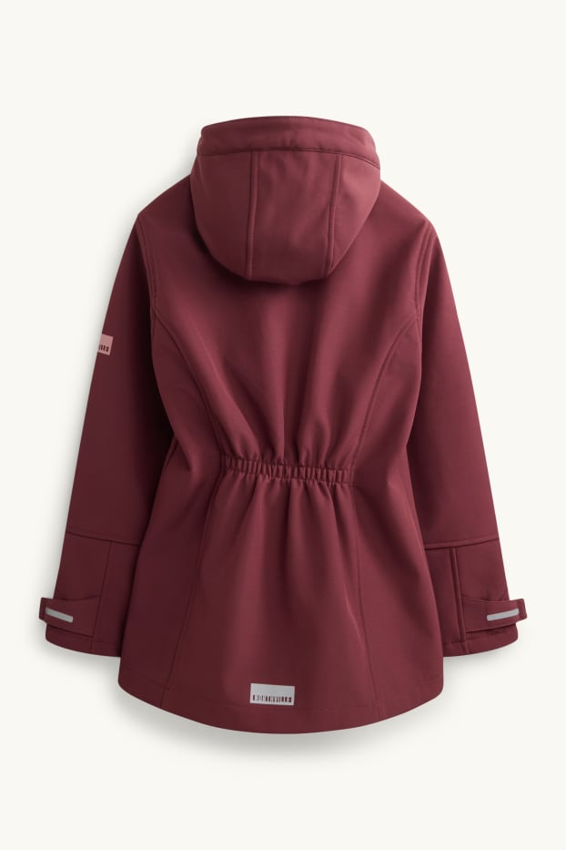 Children Girls - Softshell jacket with hood - waterproof - dark red