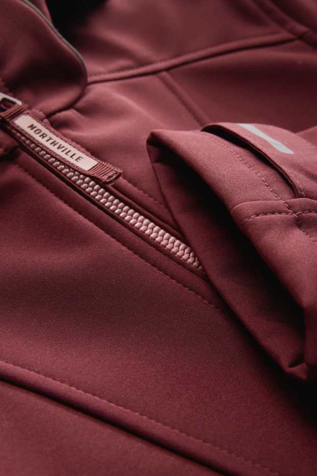Children Girls - Softshell jacket with hood - waterproof - dark red