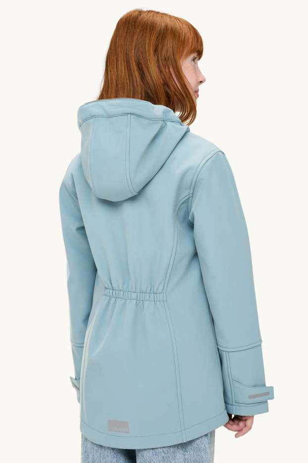 Children Girls - Softshell jacket with hood - waterproof - light blue