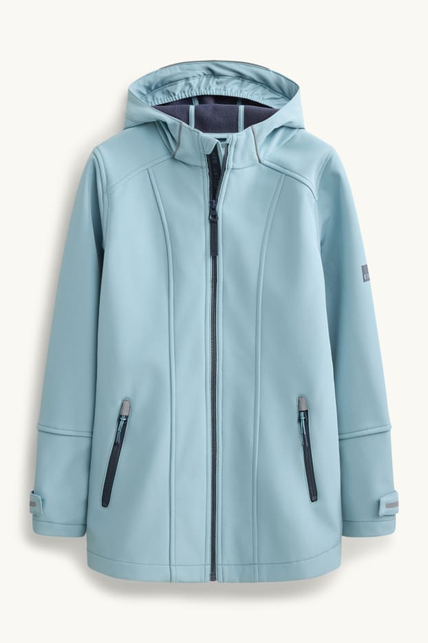 Children Girls - Softshell jacket with hood - waterproof - light blue