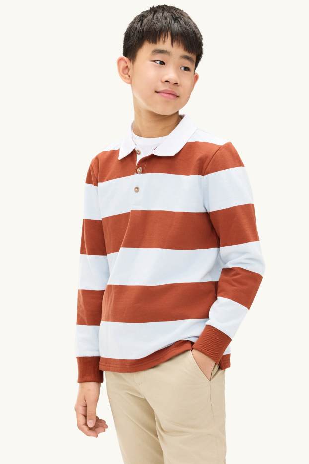 Children Boys - Sweatshirt - striped - orange / light blue