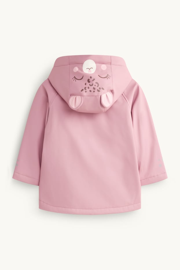 Children Girls - Star and leopard - rain jacket with hood - lined - rose