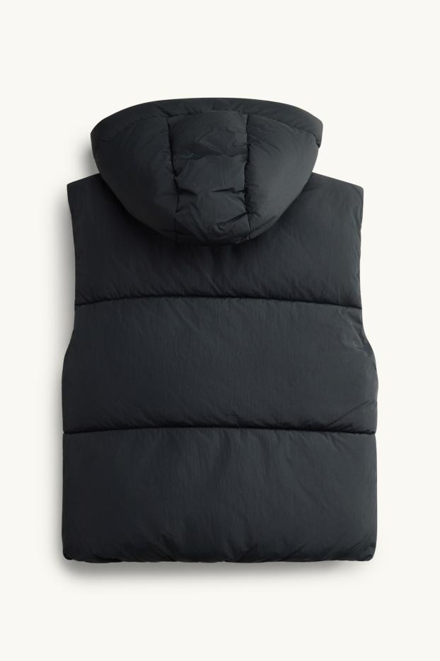 Children Girls - Quilted gilet with hood - water-repellent - black