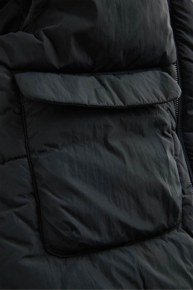 Children Girls - Quilted gilet with hood - water-repellent - black