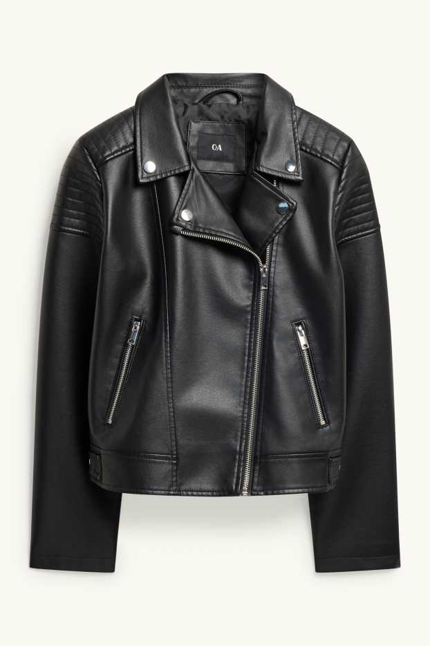 Children Girls - Biker jacket - faux leather - black
