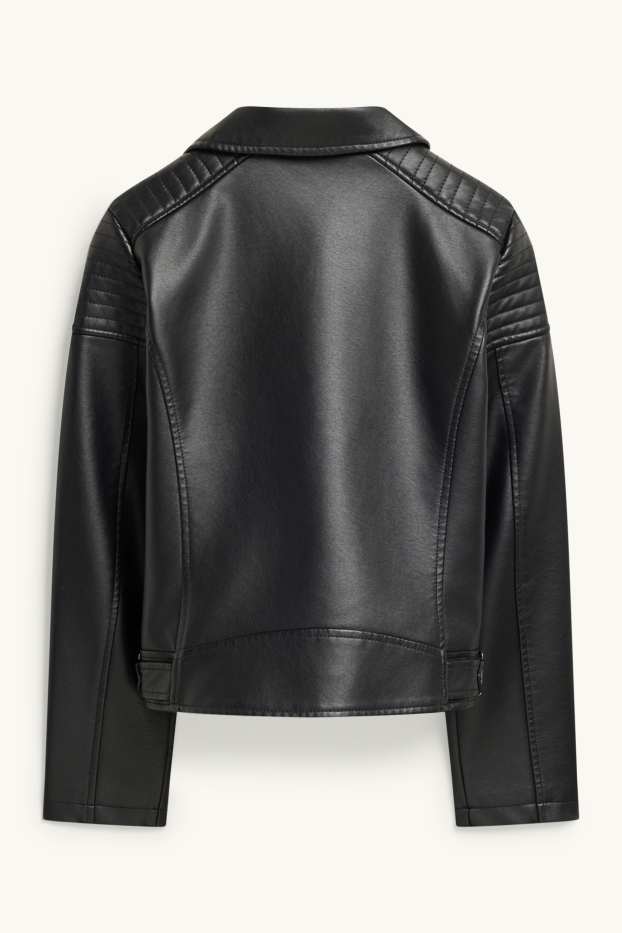 Children Girls - Biker jacket - faux leather - black