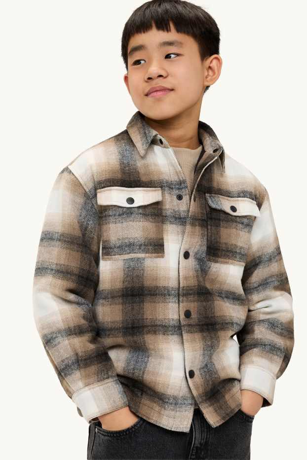 Children Boys - Shirt jacket - check - beige / brown