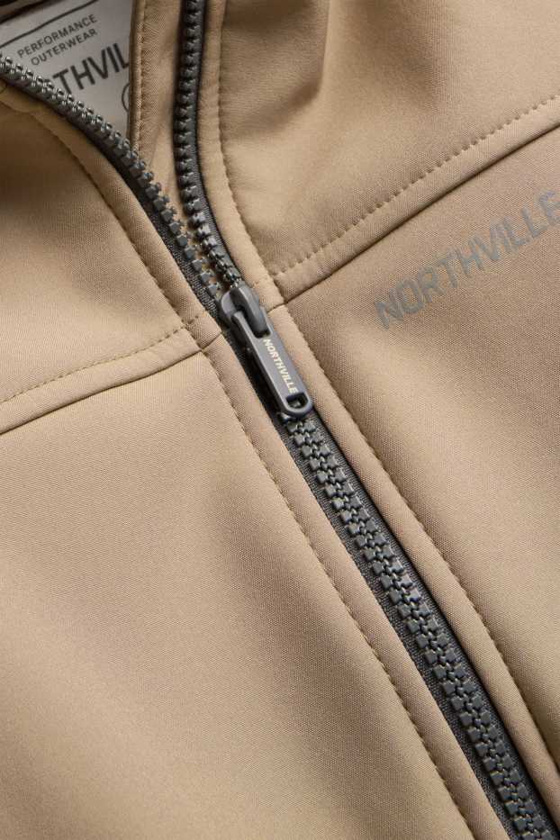 Children Boys - Rain jacket with hood - waterproof - light brown