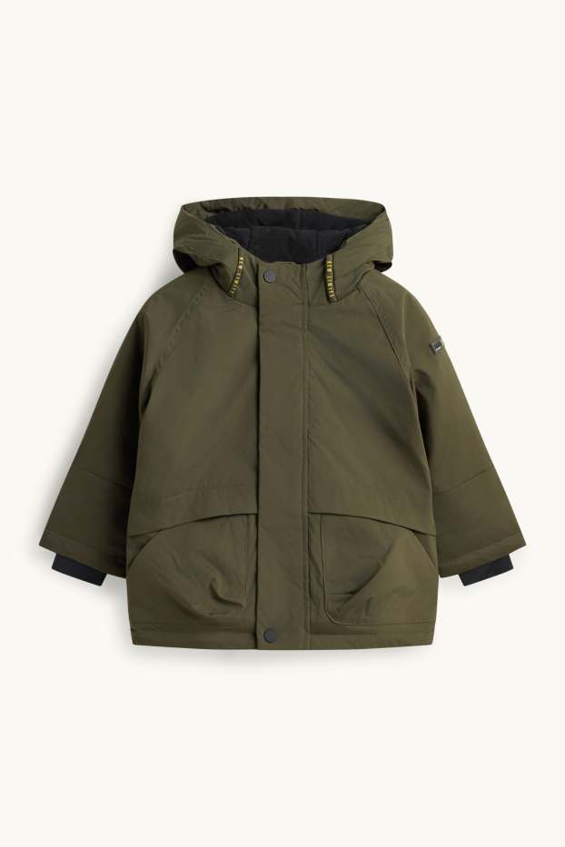 Children Boys - Parka with hood - lined - water-repellent - dark green