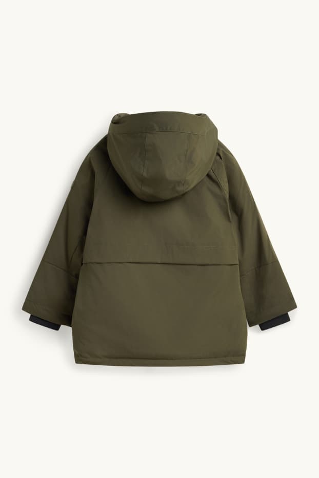 Children Boys - Parka with hood - lined - water-repellent - dark green