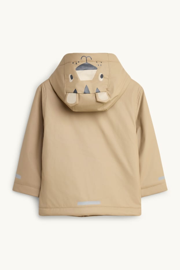 Children Boys - Tiger - rain jacket with hood - lined - waterproof - light brown