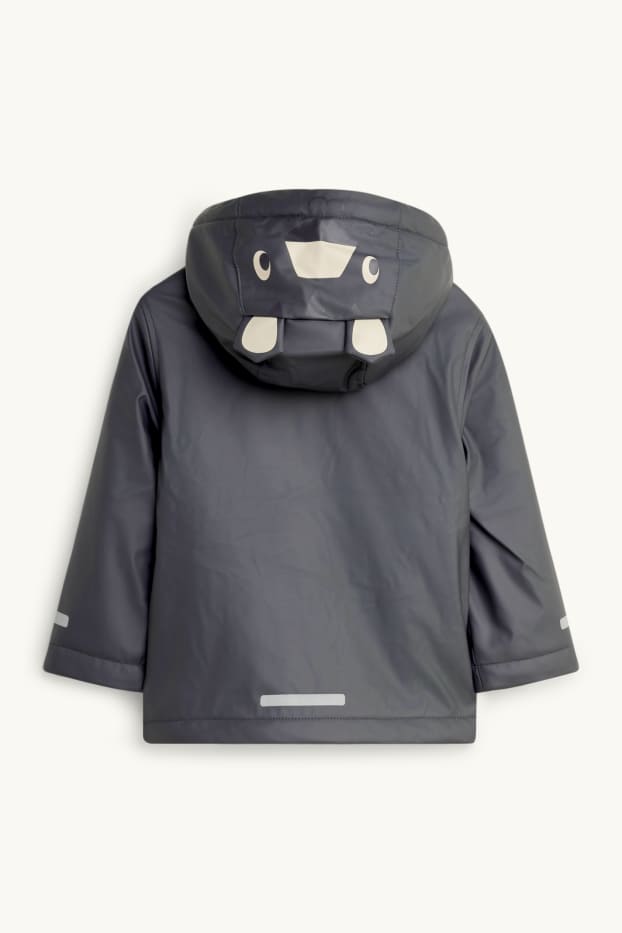 Children Boys - Tiger - rain jacket with hood - lined - waterproof - anthracite