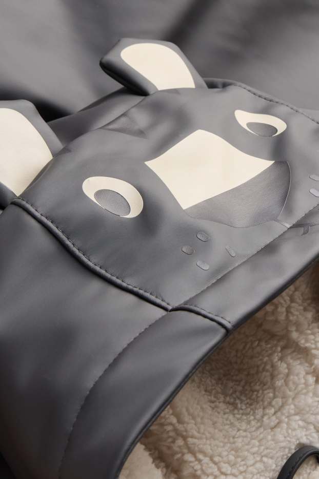 Children Boys - Tiger - rain jacket with hood - lined - waterproof - anthracite