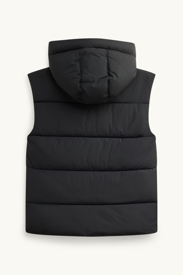 Children Boys - Quilted gilet with hood - black
