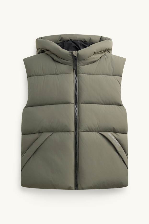 Children Boys - Quilted gilet with hood - green