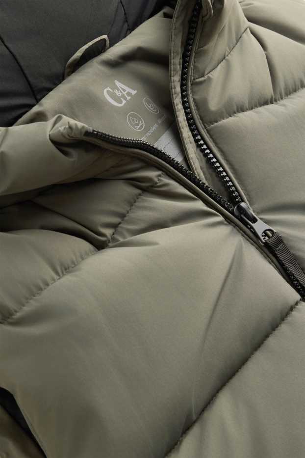 Children Boys - Quilted gilet with hood - green