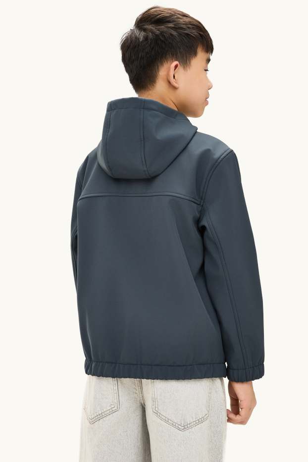 Children Boys - Softshell jacket with hood - waterproof - dark gray