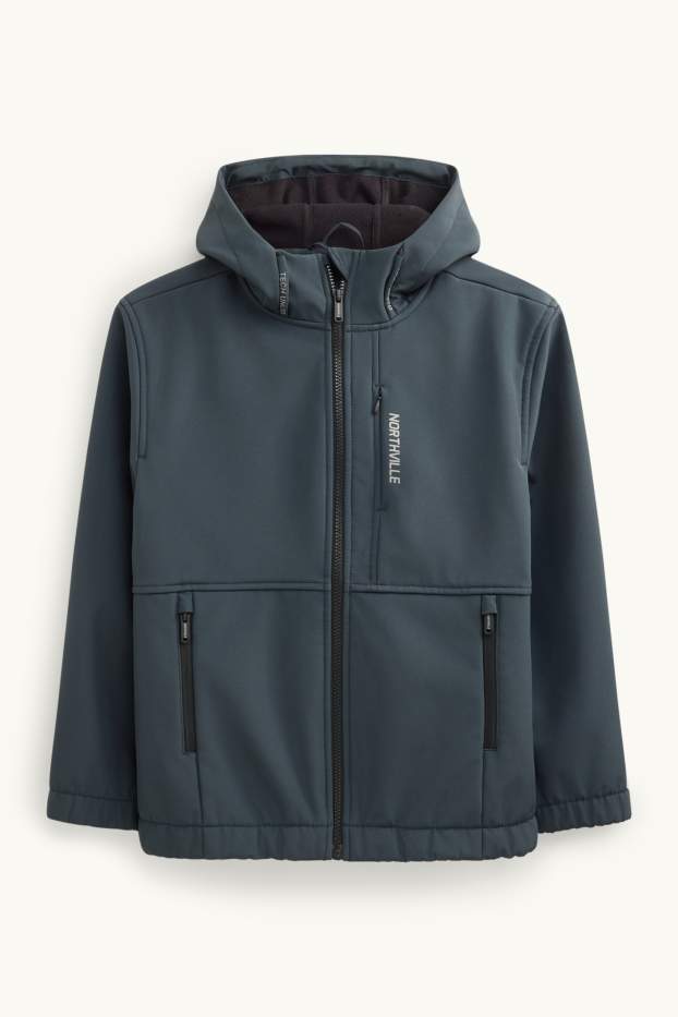 Children Boys - Softshell jacket with hood - waterproof - dark gray