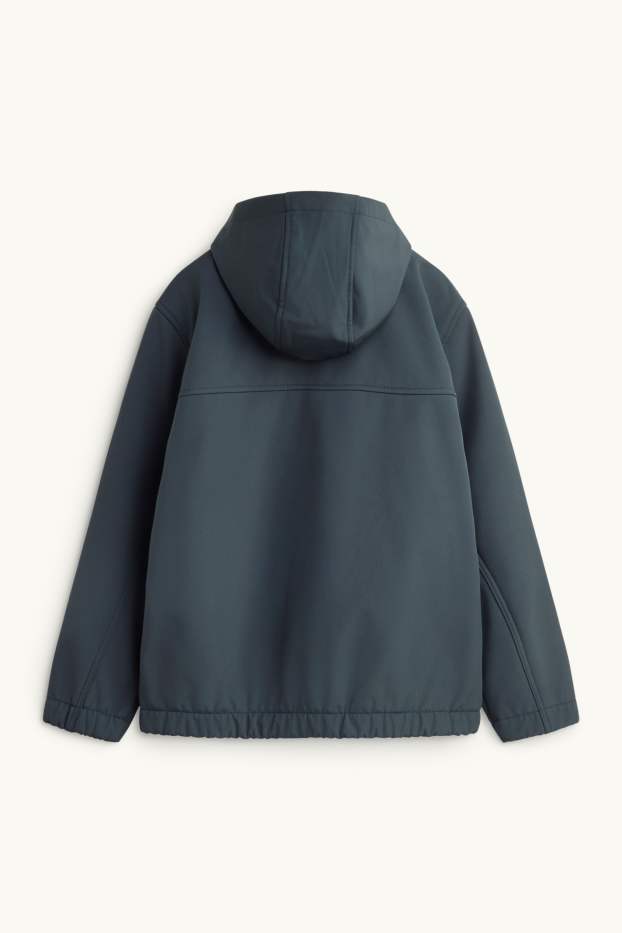 Children Boys - Softshell jacket with hood - waterproof - dark gray