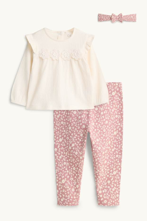 Baby Girls - Floral - baby outfit - white / pink