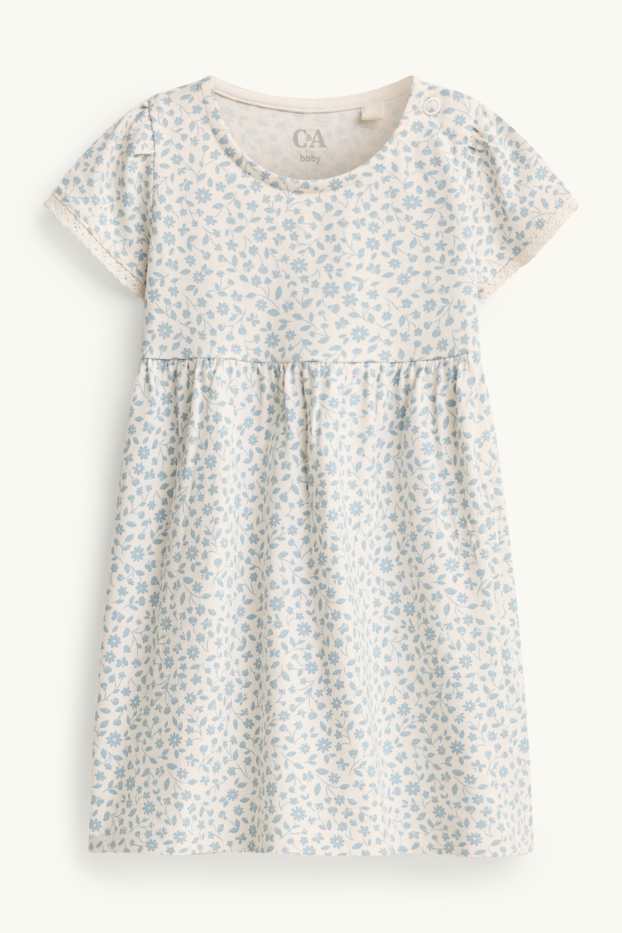 Baby Girls - Floral - baby dress - white / blue