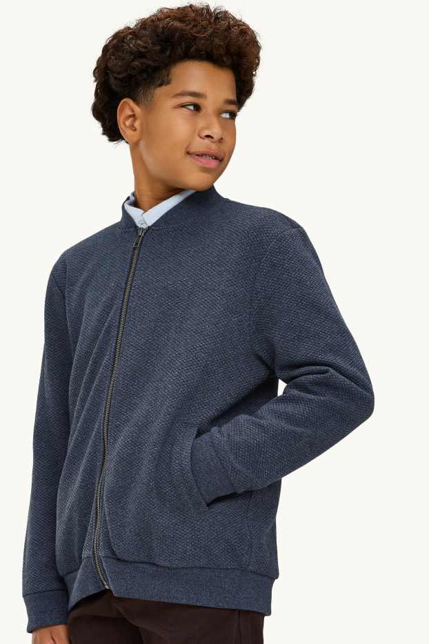 Children Boys - Zip-through sweatshirt - textured - dark blue