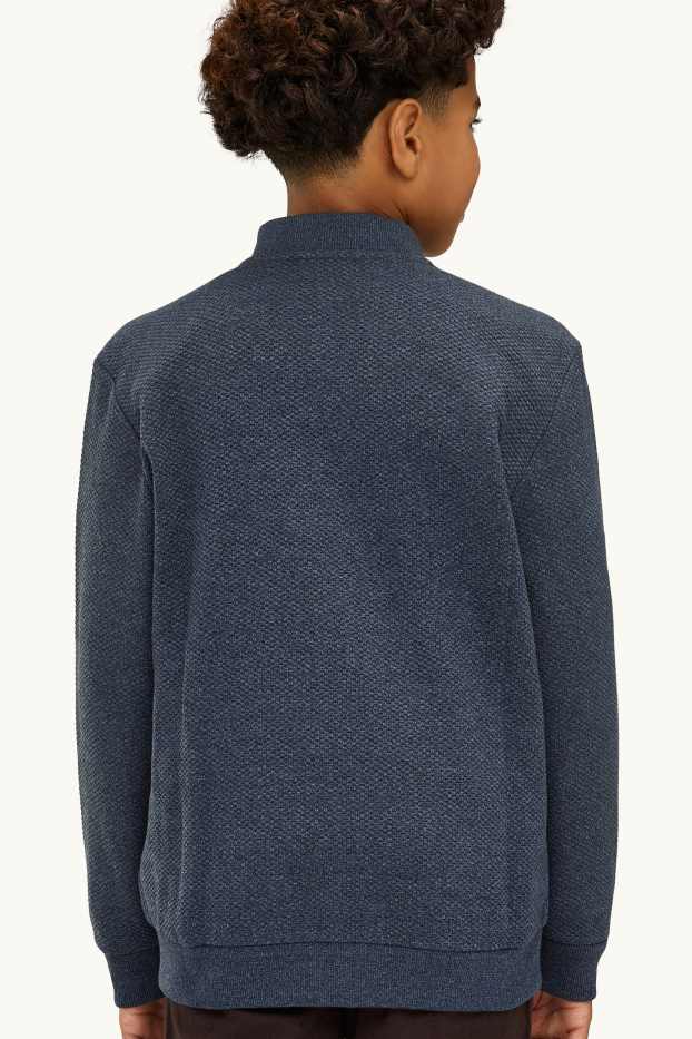 Children Boys - Zip-through sweatshirt - textured - dark blue
