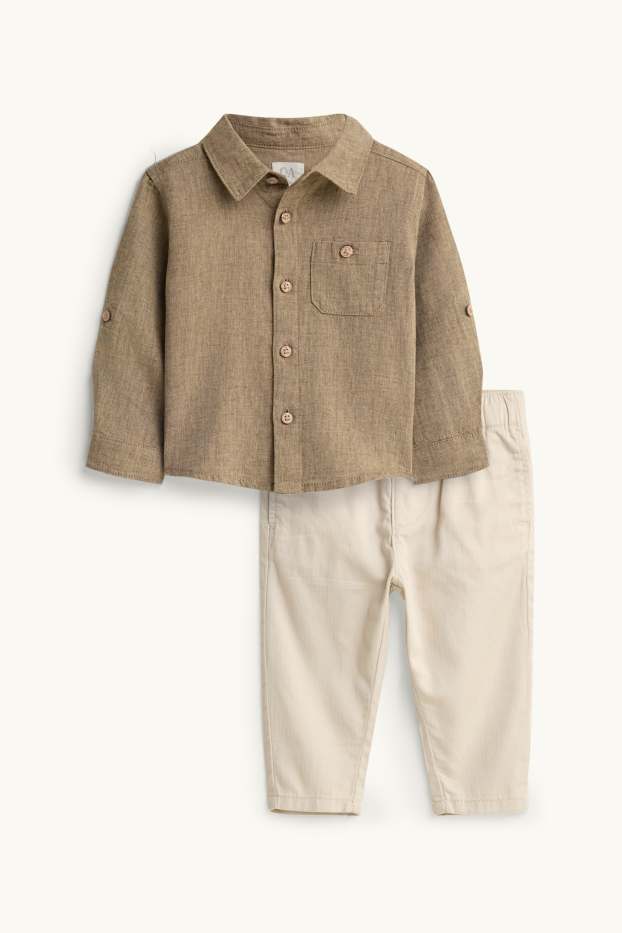 Baby Boys - Baby outfit with linen content - 2 piece - brown
