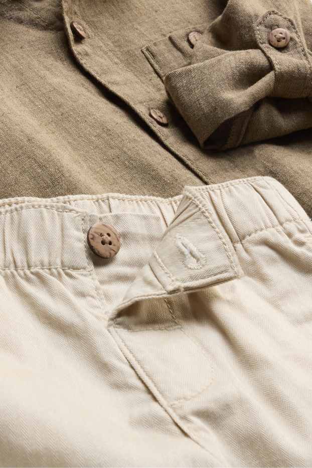 Baby Boys - Baby outfit with linen content - 2 piece - brown