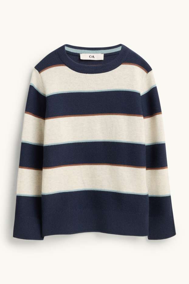 Children Boys - Jumper - striped - dark blue / creme white
