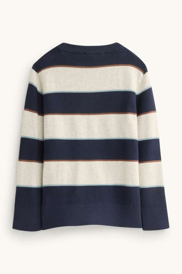 Children Boys - Jumper - striped - dark blue / creme white