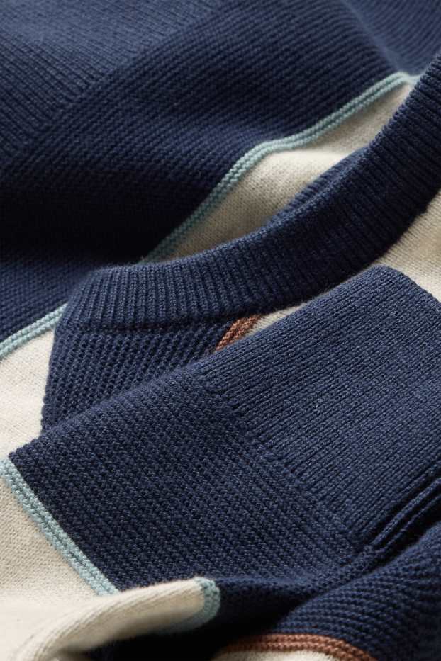Children Boys - Jumper - striped - dark blue / creme white