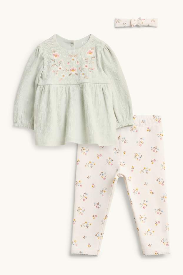 Baby Girls - Floral - baby outfit - 3 piece - light green