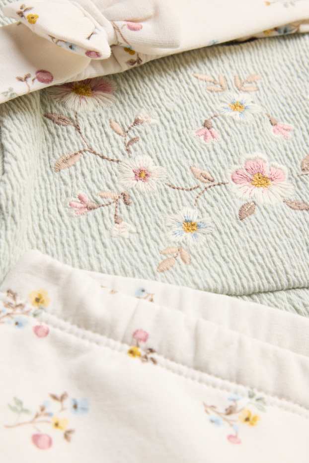 Baby Girls - Floral - baby outfit - 3 piece - light green