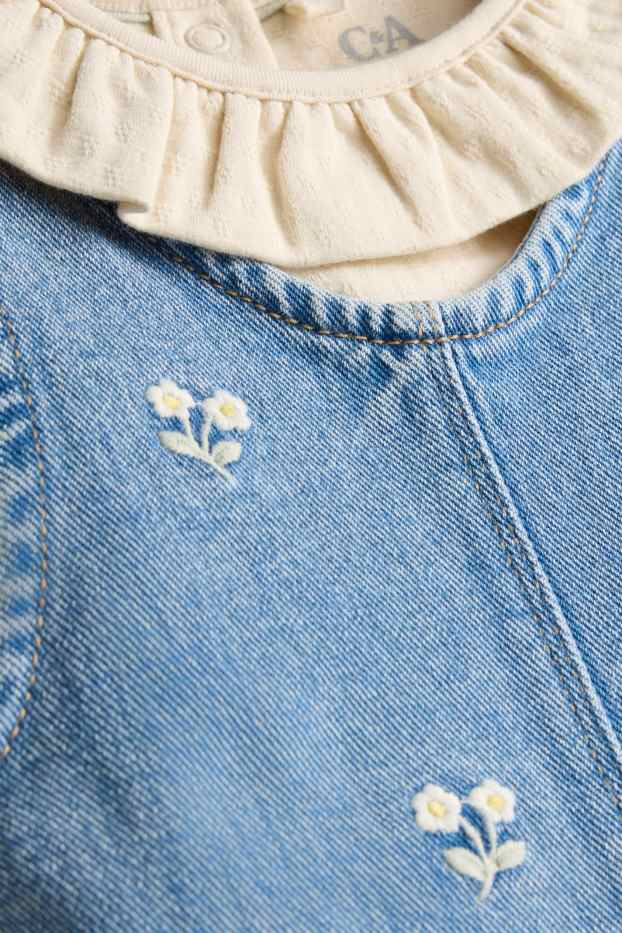 Baby Girls - Floral - baby outfit - 2 piece - blue denim