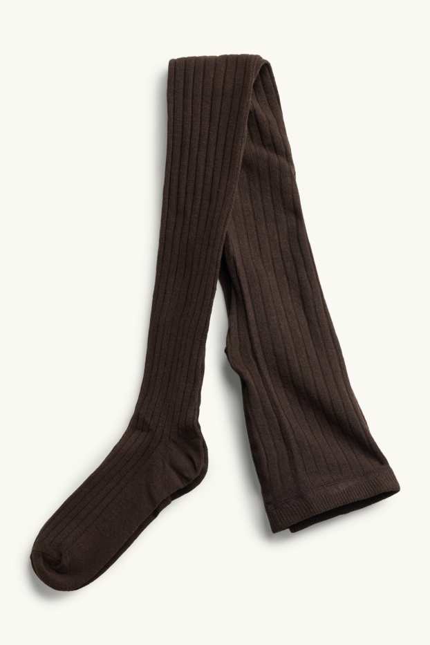 Children Girls - Set - dress with belt, long sleeve top and tights - 3 piece - brown