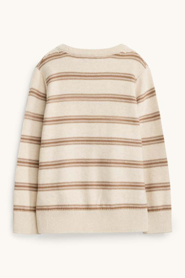Children Boys - Dino - jumper - striped - beige
