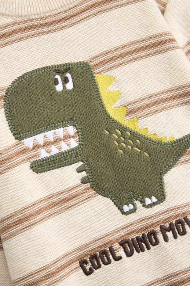 Children Boys - Dino - jumper - striped - beige