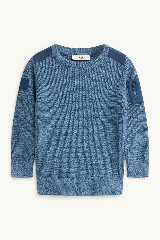 Children Boys - Jumper - textured - blue-melange