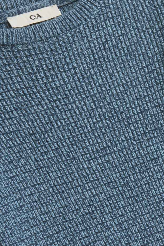 Children Boys - Jumper - textured - blue-melange