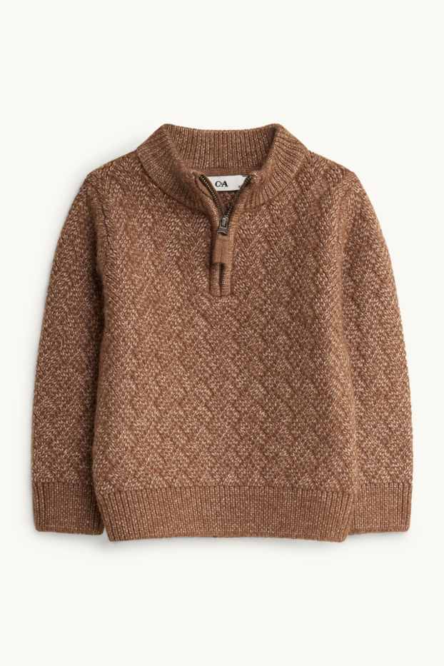 Children Boys - Jumper - textured - brown-melange