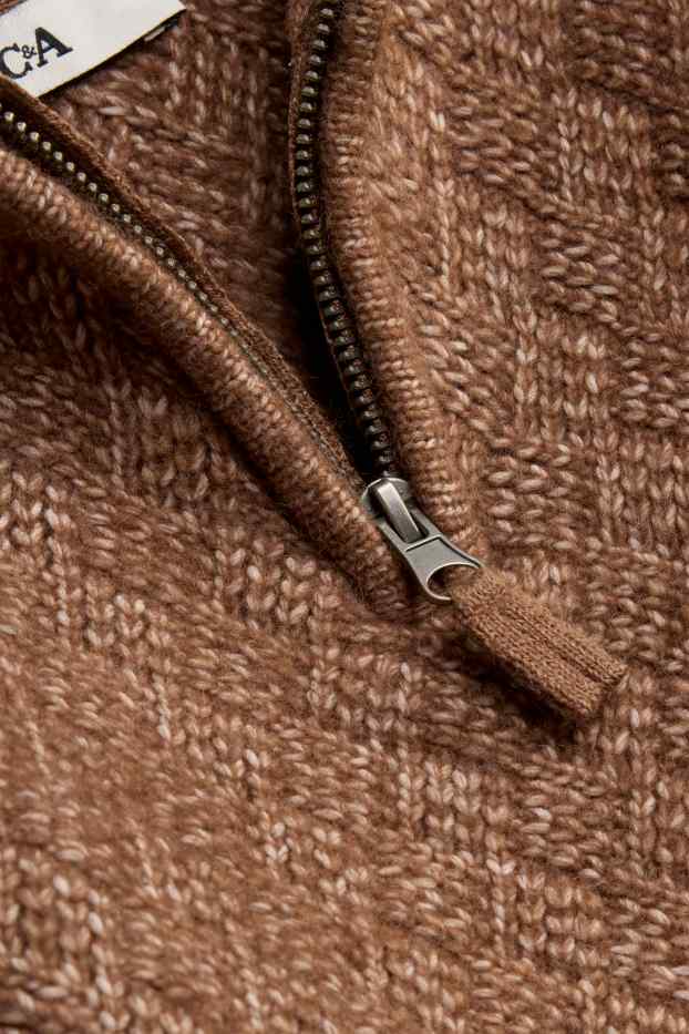 Children Boys - Jumper - textured - brown-melange