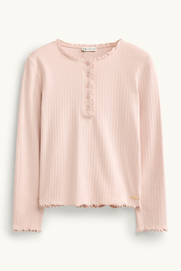 Children Girls - Pointelle - long sleeve top - rose