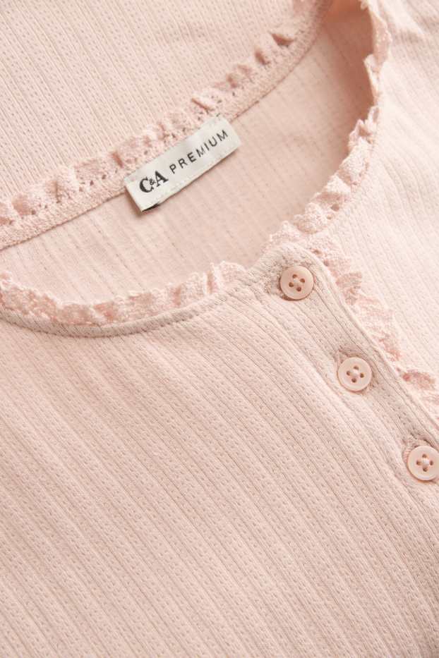 Children Girls - Pointelle - long sleeve top - rose