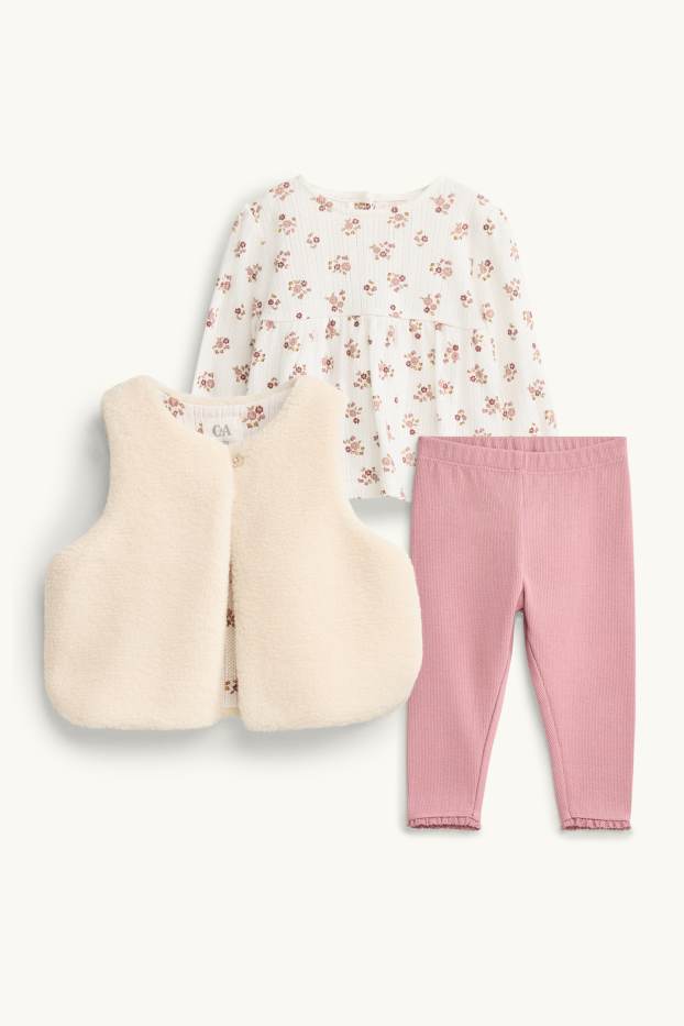 Baby Girls - Floral - baby outfit - 3 piece - rose / beige