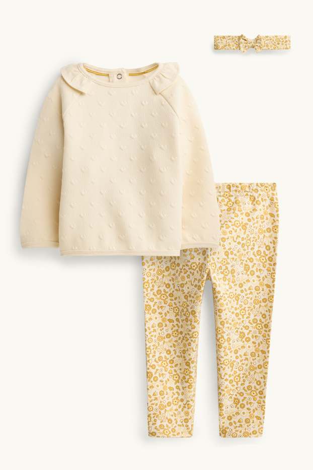 Baby Girls - Floral - baby outfit - 3 piece - yellow